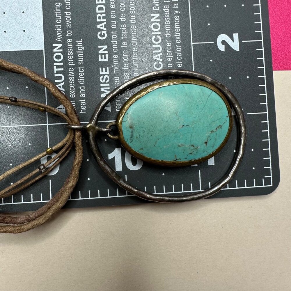Silpada Pendant Howlite Necklace Leather Turquoise Tone Sterling Silver N1804 - Picture 13 of 14